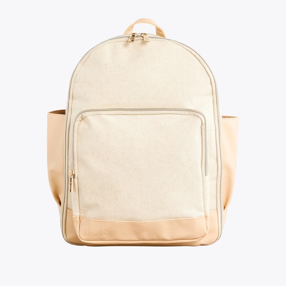 BEIS Cream and Tan Backpack